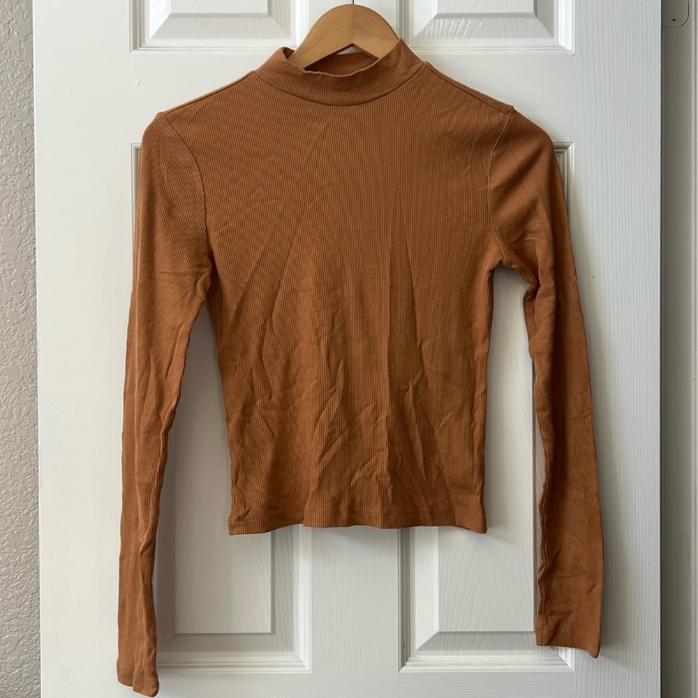 Burnt Orange Long-Sleeve Mockneck, S